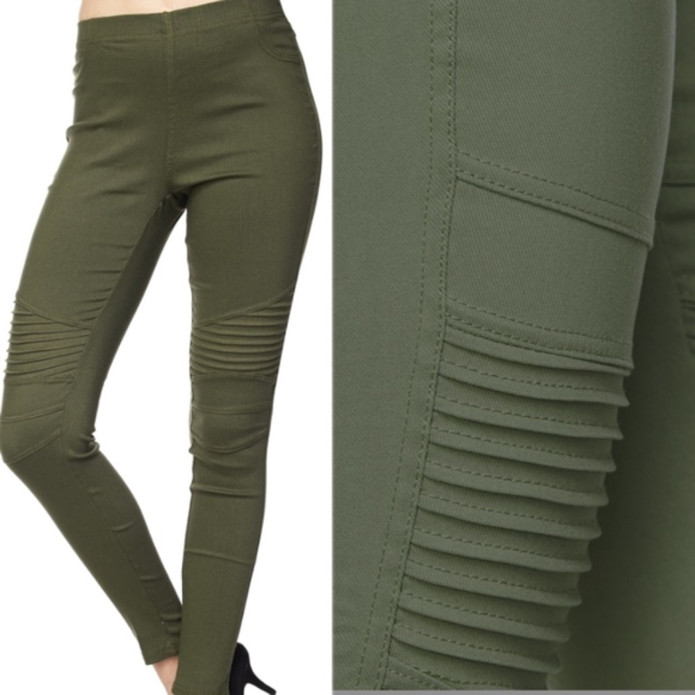 1 S/M left!! Olive green moto leggings - Picture 2 of 4